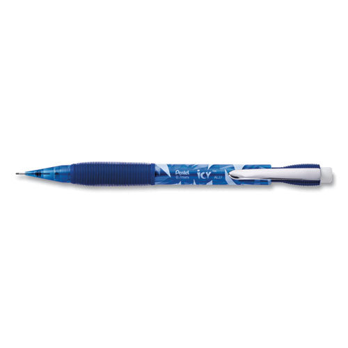 Icy Mechanical Pencil, 0.7 Mm, Hb (#2.5), Black Lead, Transparent Blue Barrel, 24-pack