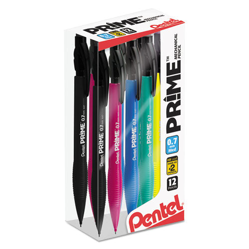 Prime Mechanical Pencil, 0.5 Mm, Hb (#2.5), Black Lead, Assorted Barrel Colors, Dozen