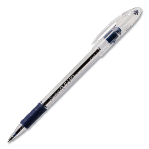 R.s.v.p. Stick Ballpoint Pen, Fine 0.7mm, Blue Ink, Clear-blue Barrel, Dozen