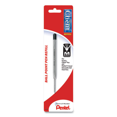 Refill For Pentel Client Ballpoint Pens, Medium Point, Black Ink