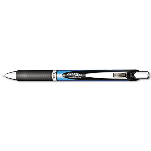 Energel Rtx Retractable Gel Pen, Fine 0.5 Mm, Black Ink, Silver-black Barrel