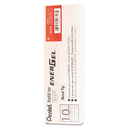 Refill For Pentel Energel Retractable Liquid Gel Pens, Conical Tip, Bold Point, Red Ink