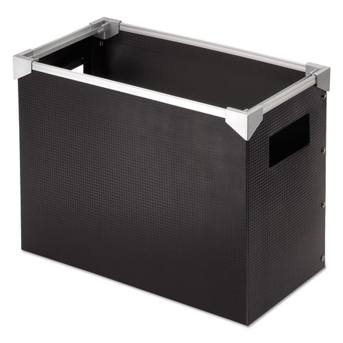 Poly Desktop File Box, Letter Files, 13" X 6.25" X 9.5", Black-silver