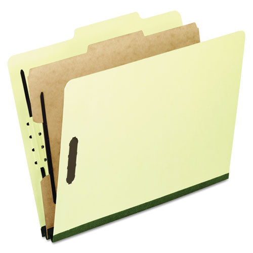 Four-, Six-, And Eight-section Pressboard Classification Folders, 1 Divider, Embedded Fasteners, Letter, Light Green, 10-box