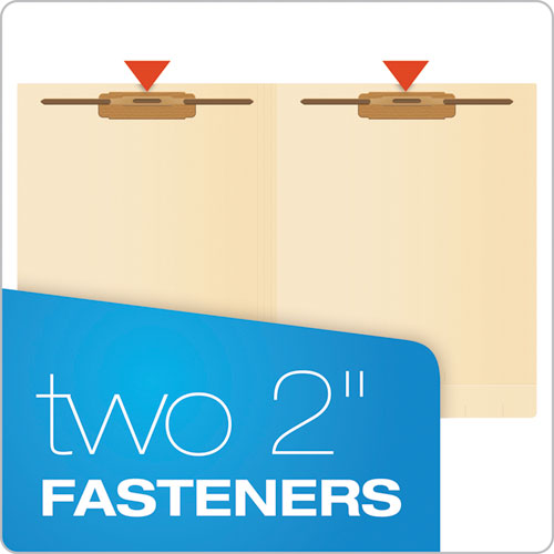 Manila Laminated End Tab Folders With Two Fasteners, Straight Tab, Letter Size, 11 Pt. Manila, 50-box