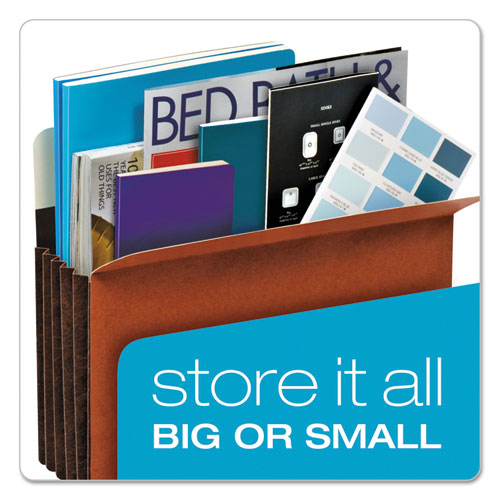 Heavy-duty File Pockets, 7" Expansion, Letter Size, Redrope, 5-box