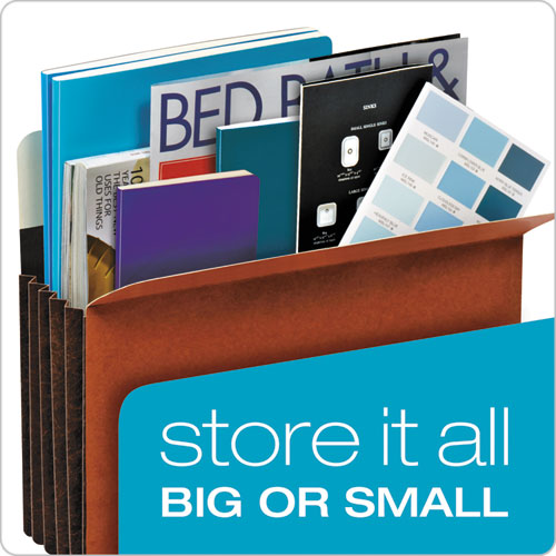 Heavy-duty File Pockets, 7" Expansion, Legal Size, Redrope, 5-box