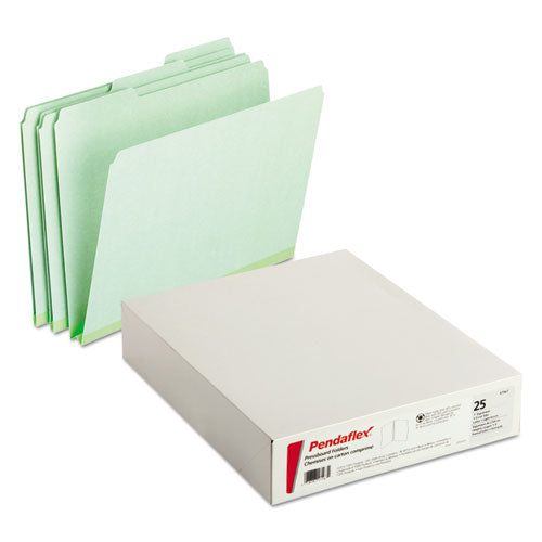 Pressboard Expanding File Folders, 1-3-cut Tabs, Letter Size, Green, 25-box