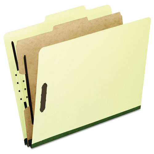 Four-, Six-, And Eight-section Pressboard Classification Folders, 1 Divider, Embedded Fasteners, Legal, Light Green, 10-box