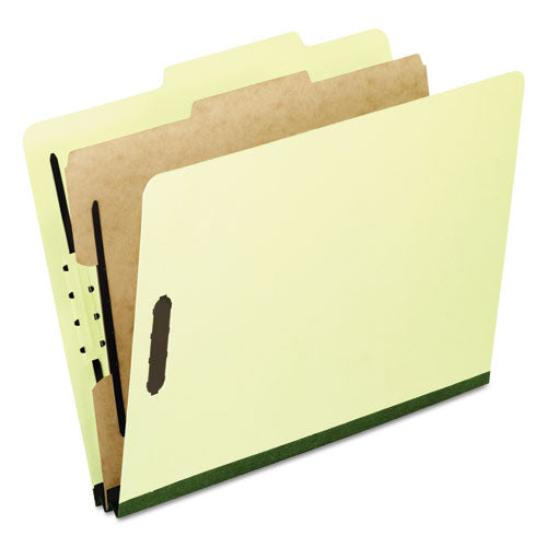 Four-, Six-, And Eight-section Pressboard Classification Folders, 2 Dividers, Embedded Fasteners, Legal, Apple Green, 10-box