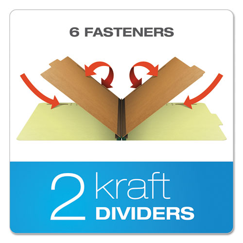 Four-, Six-, And Eight-section Pressboard Classification Folders, 2 Dividers, Embedded Fasteners, Legal, Apple Green, 10-box