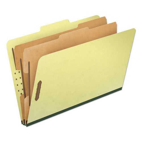 Four-, Six-, And Eight-section Pressboard Classification Folders, 2 Dividers, Embedded Fasteners, Legal, Apple Green, 10-box