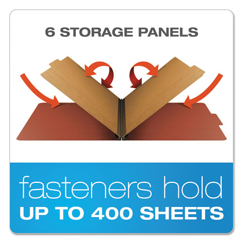 Four-, Six-, And Eight-section Pressboard Classification Folders, 2 Dividers, Embedded Fasteners, Legal Size, Red, 10-box