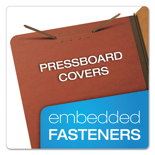 Four-, Six-, And Eight-section Pressboard Classification Folders, 2 Dividers, Embedded Fasteners, Legal Size, Red, 10-box