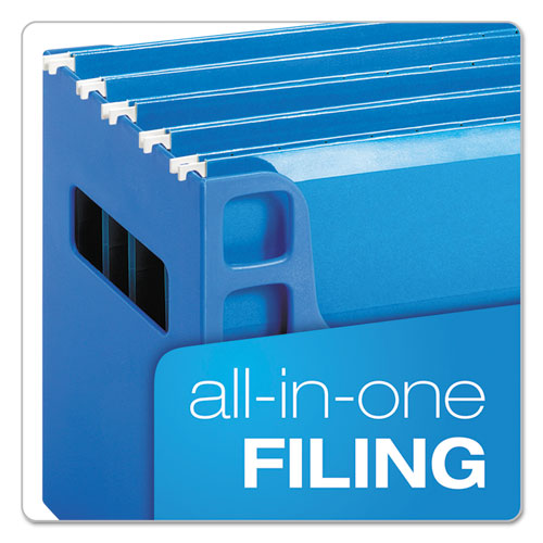 Desktop File W-hanging Folders, Letter, Plastic, 12 1-4 X 6 X 9 1-2, Blue