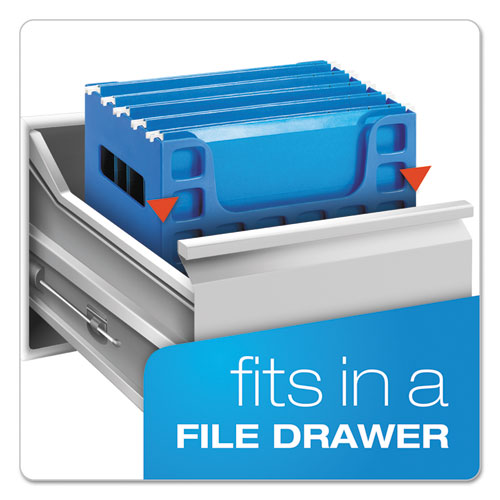 Desktop File W-hanging Folders, Letter, Plastic, 12 1-4 X 6 X 9 1-2, Blue