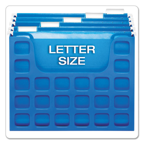 Desktop File W-hanging Folders, Letter, Plastic, 12 1-4 X 6 X 9 1-2, Blue