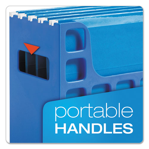 Desktop File W-hanging Folders, Letter, Plastic, 12 1-4 X 6 X 9 1-2, Blue