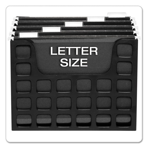 Desktop File W-hanging Folders, Letter, Plastic, 12 1-4 X 6 X 9 1-2, Black