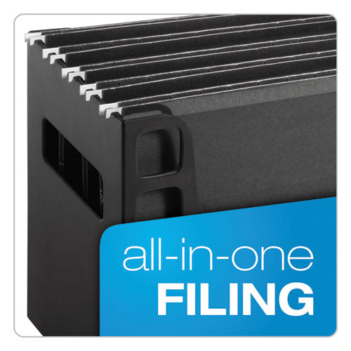 Desktop File W-hanging Folders, Letter, Plastic, 12 1-4 X 6 X 9 1-2, Black