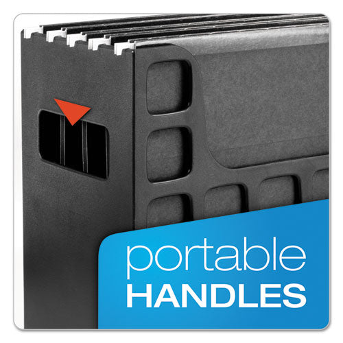Desktop File W-hanging Folders, Letter, Plastic, 12 1-4 X 6 X 9 1-2, Black