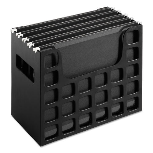 Desktop File W-hanging Folders, Letter, Plastic, 12 1-4 X 6 X 9 1-2, Black