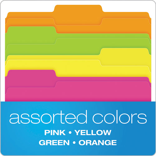 Glow File Folders, 1-3-cut Tabs, Letter Size, Assorted, 24-pack