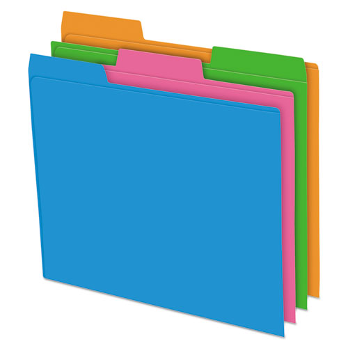 Glow Poly File Folders, 1-3-cut Tabs, Letter Size, Assorted, 12-pack