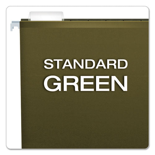 Extra Capacity Reinforced Hanging File Folders With Box Bottom, Letter Size, 1-5-cut Tab, Standard Green, 25-box