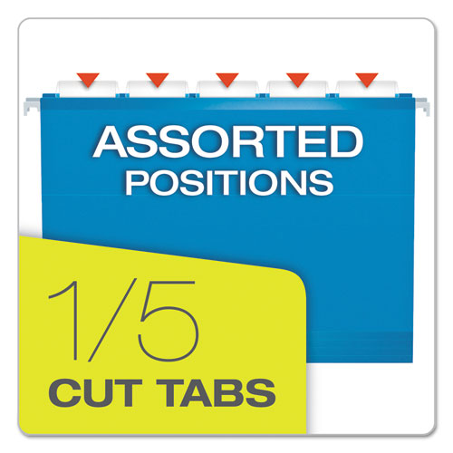 Extra Capacity Reinforced Hanging File Folders With Box Bottom, Letter Size, 1-5-cut Tab, Assorted, 25-box