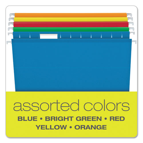 Extra Capacity Reinforced Hanging File Folders With Box Bottom, Letter Size, 1-5-cut Tab, Assorted, 25-box