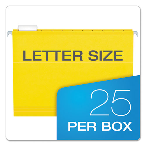 Extra Capacity Reinforced Hanging File Folders With Box Bottom, Letter Size, 1-5-cut Tab, Yellow, 25-box
