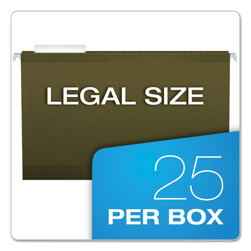 Reinforced Hanging File Folders, Legal Size, 1-3-cut Tab, Standard Green, 25-box