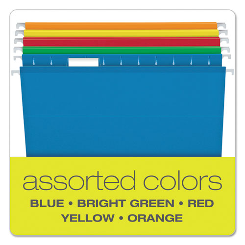 Extra Capacity Reinforced Hanging File Folders With Box Bottom, Legal Size, 1-5-cut Tab, Assorted, 25-box