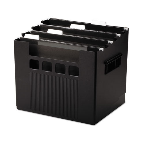 Desktop File W-hanging Folders, Letter, Plastic, 12 3-4 X 10 X 11, Black