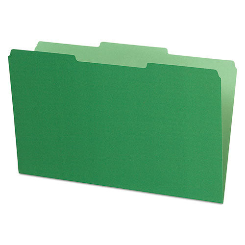 Interior File Folders, 1-3-cut Tabs, Legal Size, Green, 100-box