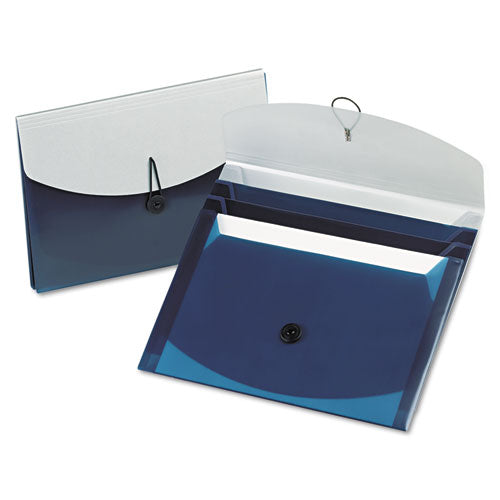 Four-pocket Poly Slide File, 4 Sections, Letter Size, Blue-silver
