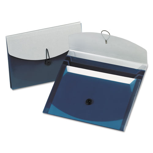 Four-pocket Poly Slide File, 4 Sections, Letter Size, Blue-silver