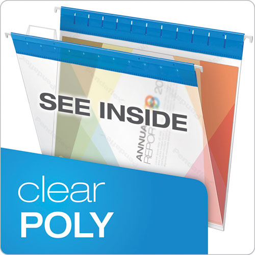 Poly Hanging Folders, Letter Size, 1-5-cut Tab, Assorted, 25-box