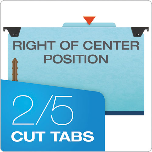 Hanging Classification Folders With Dividers, Legal Size, 2 Dividers, 2-5-cut Tab, Blue