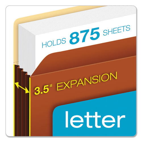 File Pocket W- Tyvek, 3.5" Expansion, Letter Size, Redrope, 10-box