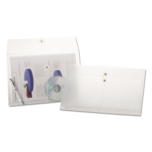 Poly String & Button Envelope, String & Button Closure, 8.5 X 14, Clear, 3-pack