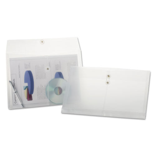 Poly String & Button Envelope, String & Button Closure, 8.5 X 14, Clear, 3-pack