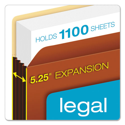 File Pocket W- Tyvek, 5.25" Expansion, Legal Size, Redrope, 10-box