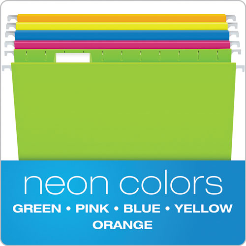 Glow Hanging File Folders, Letter Size, 1-5-cut Tab, Assorted, 25-box