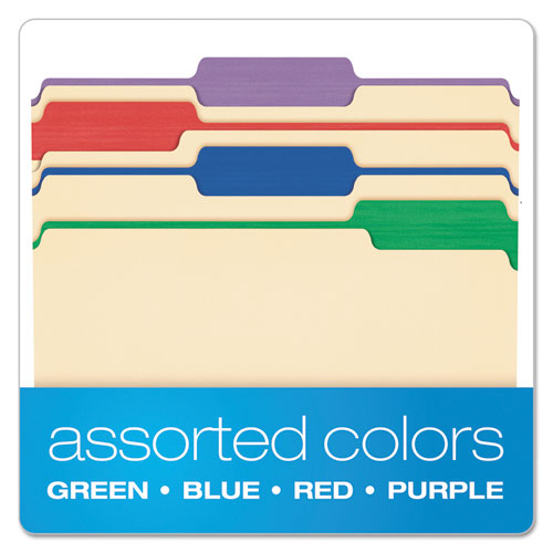 Color Tab File Folders, 1-3-cut Tabs, Letter Size, Manila, 50-box