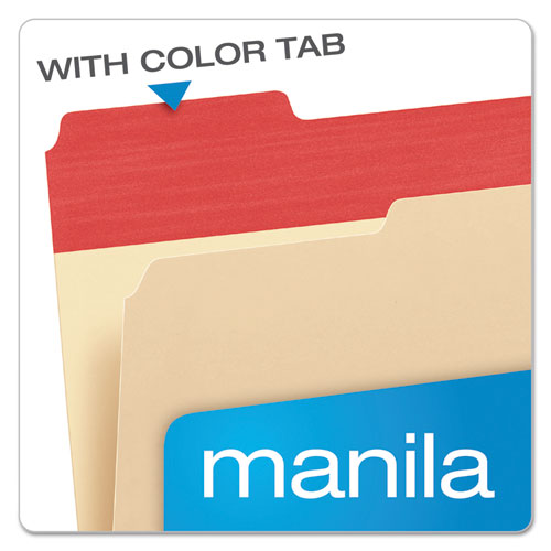 Color Tab File Folders, 1-3-cut Tabs, Letter Size, Manila, 50-box