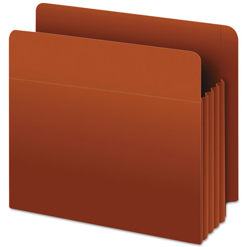 Heavy-duty End Tab File Pockets, 5.25" Expansion, Letter Size, Red Fiber, 10-box