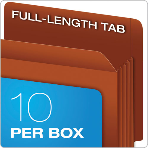 Heavy-duty End Tab File Pockets, 3.5" Expansion, Legal Size, Red Fiber, 10-box