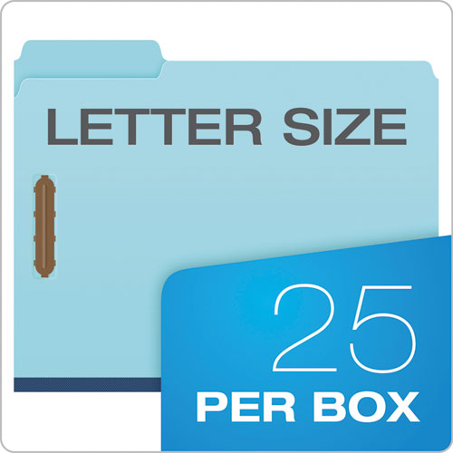 Heavy-duty Pressboard Folders W- Embossed Fasteners, Letter Size, Blue, 25-box